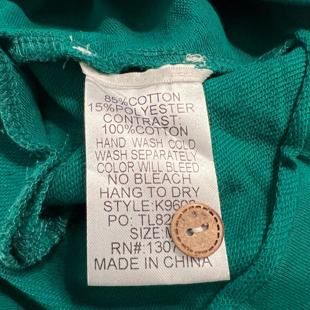 Kelly Green French Terry Colorblock Collared Romper – Oversized Fit NWT M #2490 - Picture 7 of 12